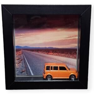 Matchbox Scion XB 2004 Orange In Box Frame With Road Scenery Pre-owned